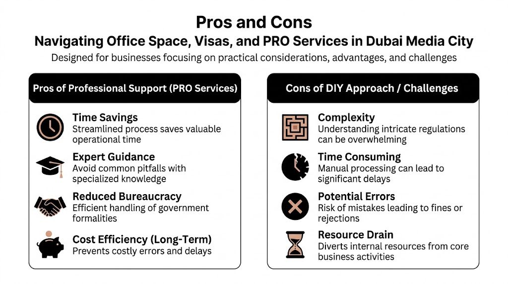 A comparison chart showing the benefits of PRO services versus the challenges of DIY business administration.